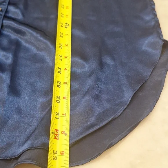 Vintage Victoria's Secret Navy Faux Pearl Buttons Pajama Shirt Small 3/4 Sleeves - Picture 7 of 8